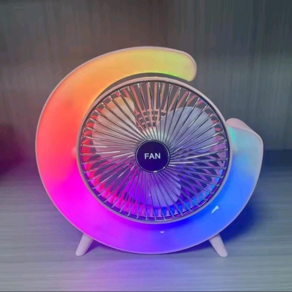 7 Colors Led Atmosphere Light Mini Electric Fan Portable Table